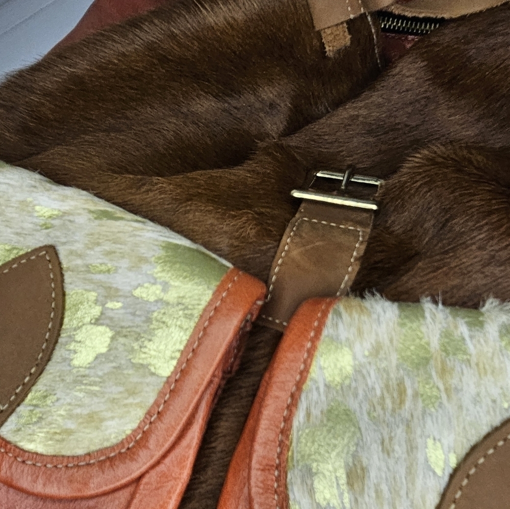 Authentic Hair-On Cowhide Leather Backpack Rustic Western Travel Bag Made in USA - Picture 9 of 13